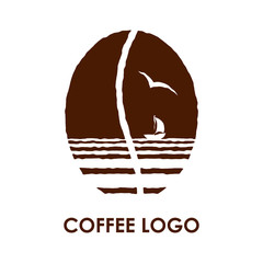 Coffee bean with sea landscape.