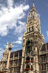 Fototapeta premium Munich, Germany, Bavaria. Marienplatz town hall architecture