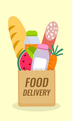 Food Delivery. Bag icon with food. Vector illustration