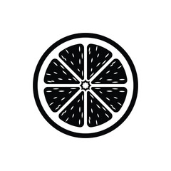 Citrus lemon orange lime grapefruit fruit half slice vector icon design illustration simple style with pulp. Black and white outline logo symbol for diet, health, nutrition.