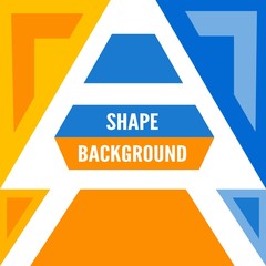 Shape Background Blue and White Text with blue and orange color triangles and trapezium