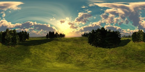 HDRI, environment map , Round panorama, spherical panorama, equidistant projection, panorama 360, Forest and swamp, 3d rendering © ustas
