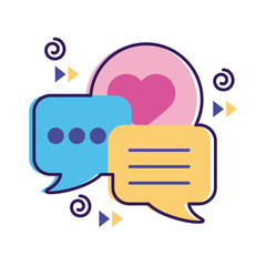 speech bubbles with heart mental health flat style