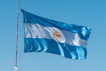 Argentina flag flying in clear sky
