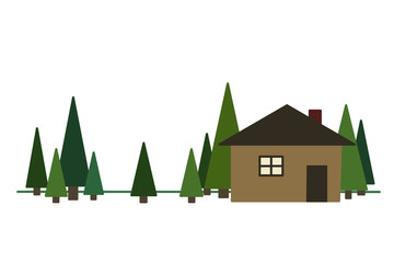 House in the forest. Simple vector illustration.