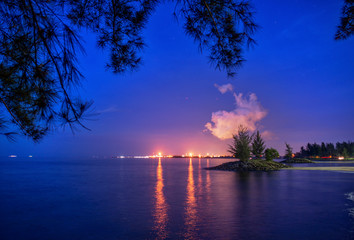 Fototapeta na wymiar Scenic View Of Sea Against Sky At Night