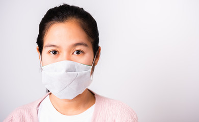 woman wearing protection face mask against coronavirus