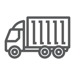 Cargo truck line icon, logistic and delivery, delivery truck sign vector graphics, a linear icon on a white background, eps 10.