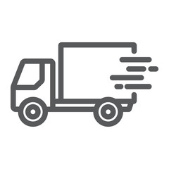 Fast shipping delivery line icon, logistic and delivery, truck sign vector graphics, a linear icon on a white background, eps 10.