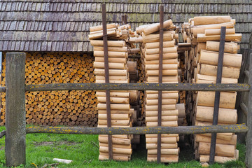 A large supply of firewood for the stove and fireplace.