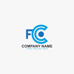 Letter FC logo design vector. Monogram FC abstract symbol. Type FC in circle vector icon. 