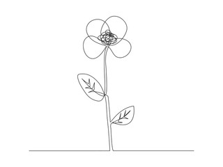 Continuous flower line drawing stock vector illustration isolated on white background