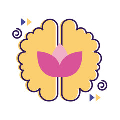 brain with plant mental health flat style icon