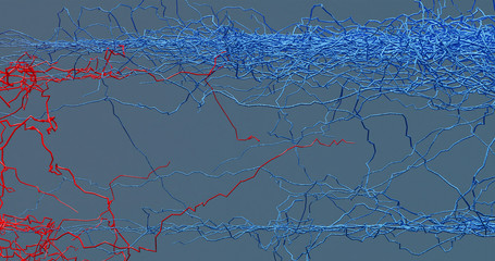 Render with interweaving of living nerves and cybernetic