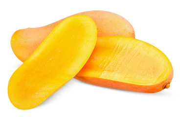Ripe mango isolated on white clipping path