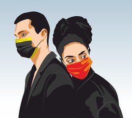 Nosić maski, ludzie w maskach - wektor - Covid 19 - koronawirus 2020