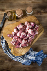 Fresh raw chicken hearts