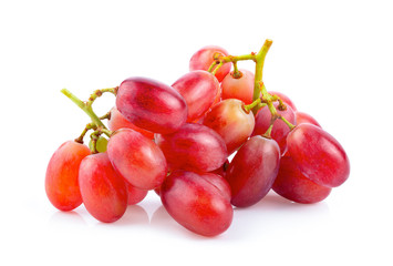 Red grapes on white background.