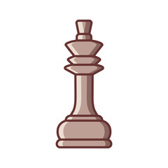 Flat chess King piece icon isolated on white background. Board game. Black silhouette. Vector illustration.