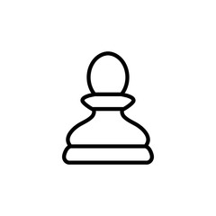 Line chess Pawn piece icon isolated on white background. Board game. Black silhouette. Vector illustration.