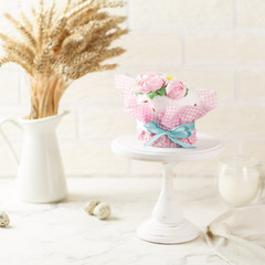 Bright Easter background at kitchen