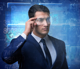 Futuristic vision concept with businessman