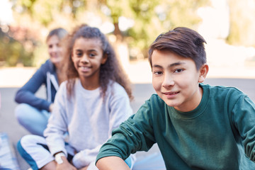 Group of kids on youth trip in summer camp