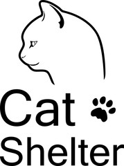 Cat shelter. Sign for logo design