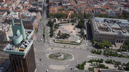 Plaza de Colón (Madrid) durante el confinamiento, abril 2020