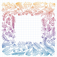 Hand vector drawn floral, leaves elements. Pattern for logo, greeting card, wedding design.
