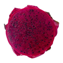 Red dragon fruit in a cut. Isolated on a white background.
