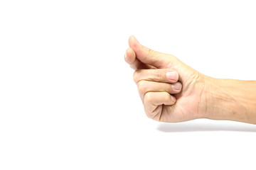 Human hand on white background