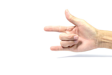 Human hand on white background