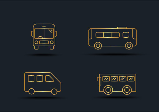 Abstract background of Bus sets,transportation,Gold color,vector illustrations
