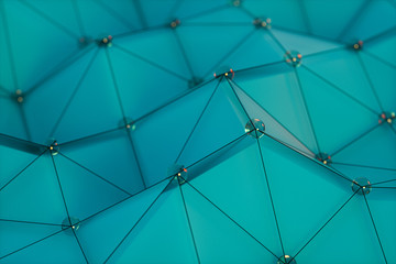 Triangles and lines with blue background, 3d rendering.