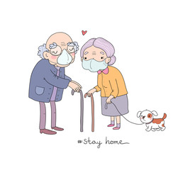 Family in white medical face mask for prevent virus. Coronavirus quarantine