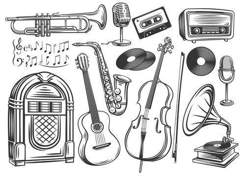 retro musical instruments symbol