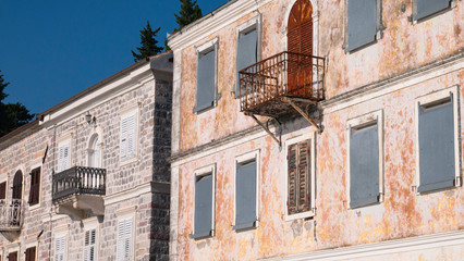 Fototapeta na wymiar Old mediterranean house at Rose Village, Lustica peninsula, Kotor Bay, Montenegro, Europe