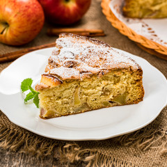 Apple Cake with Chunks of Sweet Apples. Selective focus.