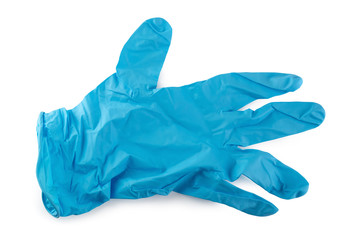 Blue rubber gloves for medical use isolated on white background