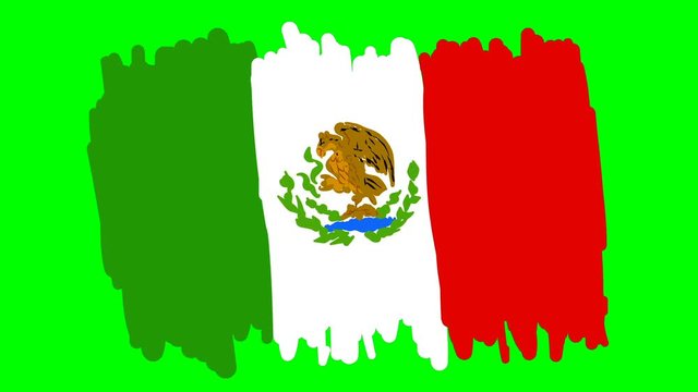 Mexico drawing flag on green background
