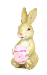 hare with egg on a white background