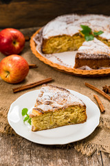 Apple Cake with Chunks of Sweet Apples. Selective focus.