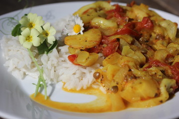 meal with wild flowers
