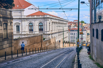 Naklejka na ściany i meble street of Lisbon old city