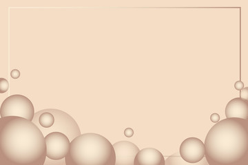 Beige background in pastel colors, with bubbles and bubbles in the lower part and a frame in the upper right corner. Vector illustration. Stock Photo.