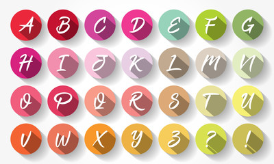 Flat Design Letters, icons alphabet with long shadow, concept background