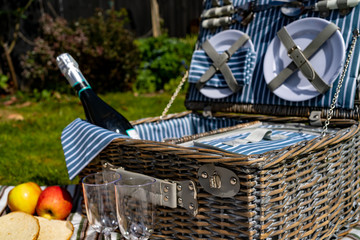 Picnic lunch hamper ready to be enjoyed
