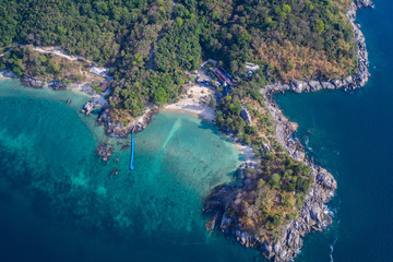 aerial view of the rocky coast paradise beach