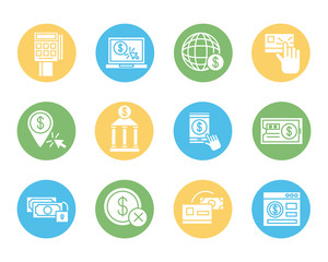 bundle of online banking set icons